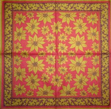085 Christmas Flowers - 3-ply (cream/Edge grün) - Ihr